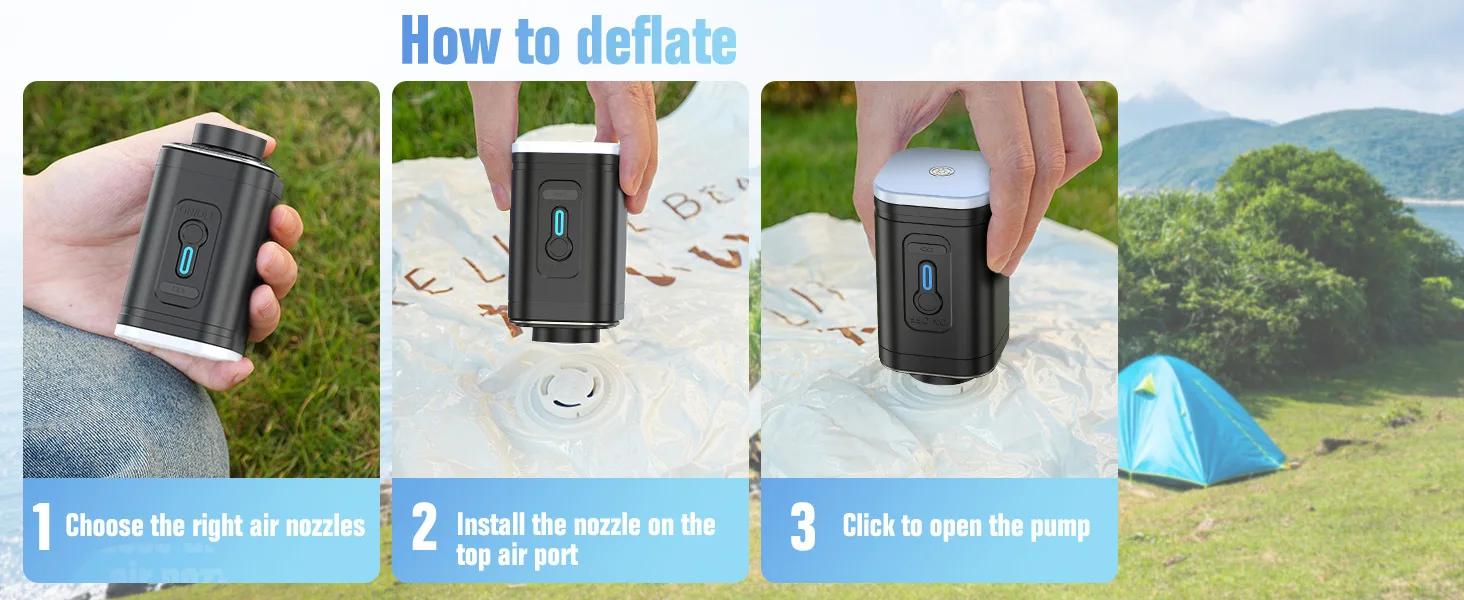 New 3 in 1 Mini air Pump, Household Electric Pump, Small, Fast and Convenient Suction Dual-use Outdoor Camping Light