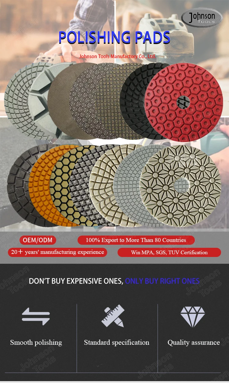 Flexible 5 Inch 7 Step White Marble Granite Stone Diamond Polishing