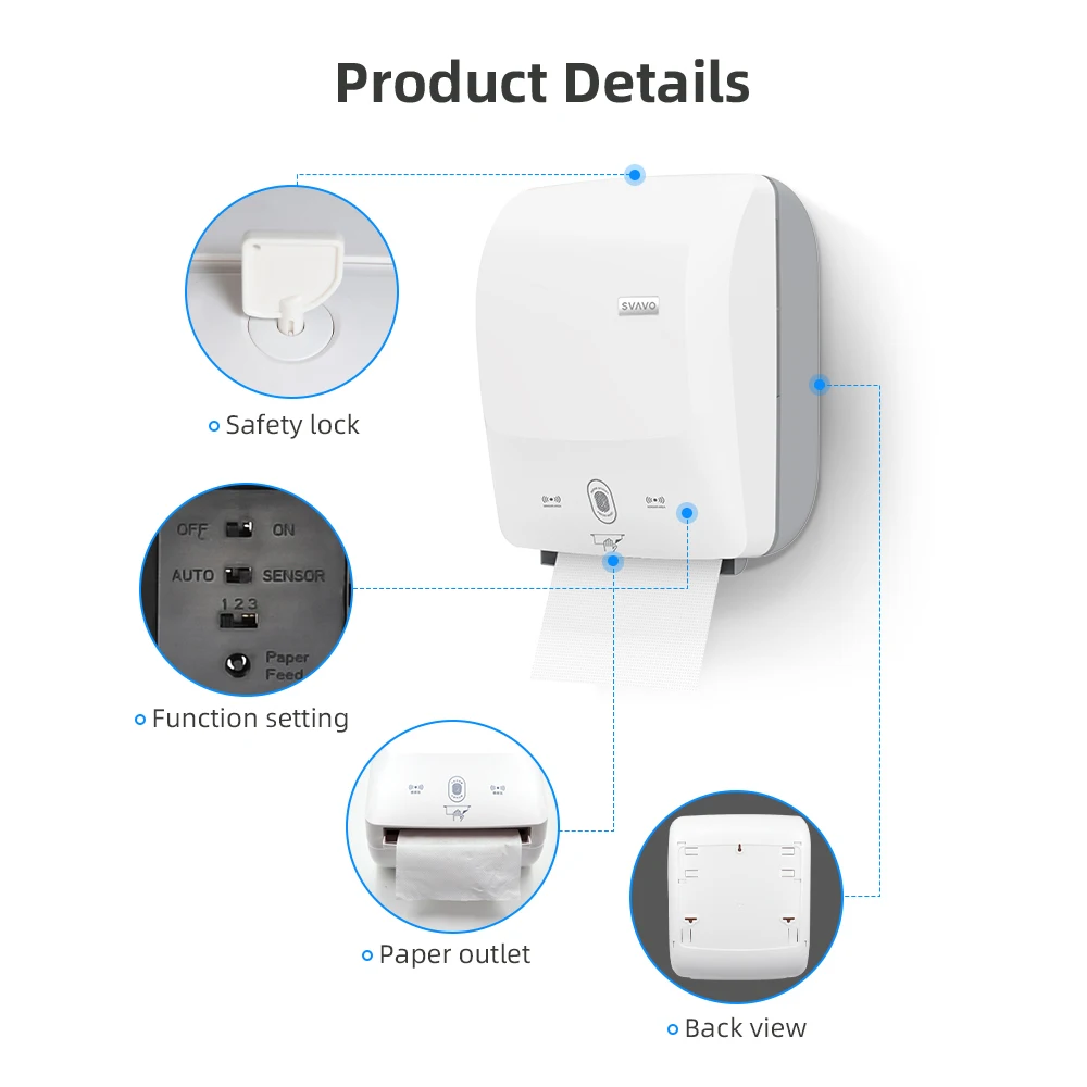 SVAVO Sensor Automatic Hand Roll Tissue Dispenser for Public Toilet Automatic Paper Towel Dispenser
