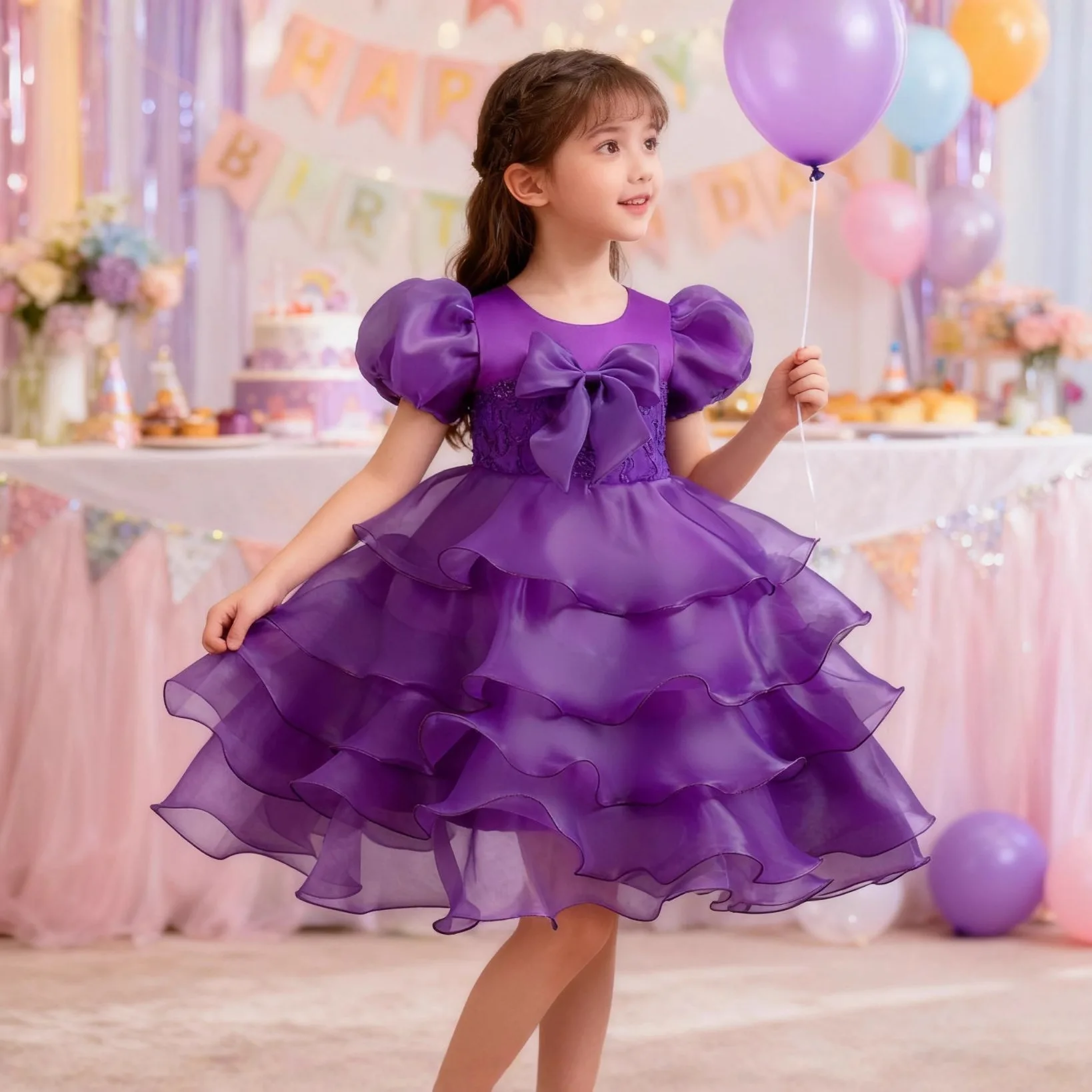 Princess Cute Baby Girl with Red Rose - Dresses for 10yo