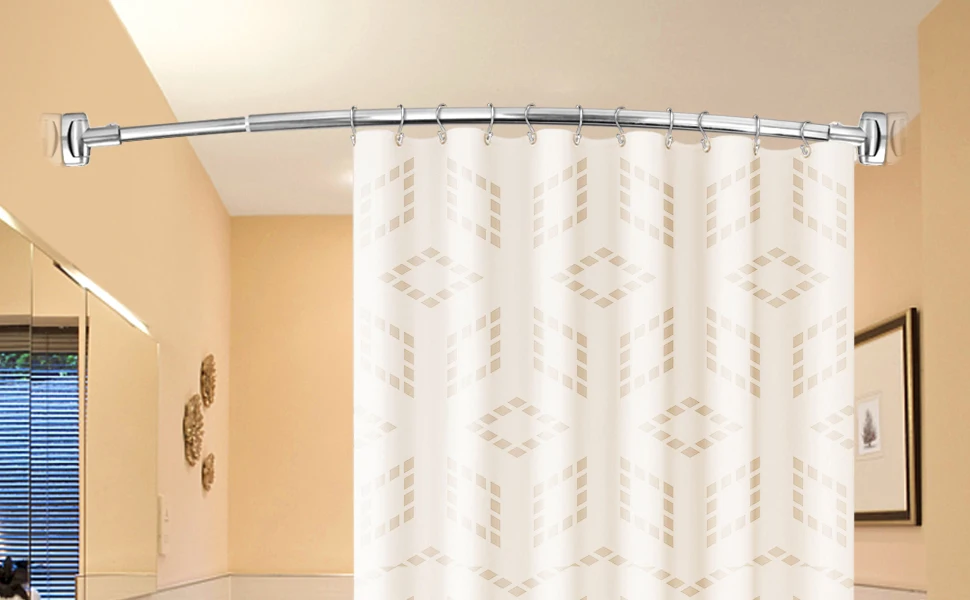 Wholesale Exquisite Chrome Adjustable Curved Shower Curtain Rod Adjusts