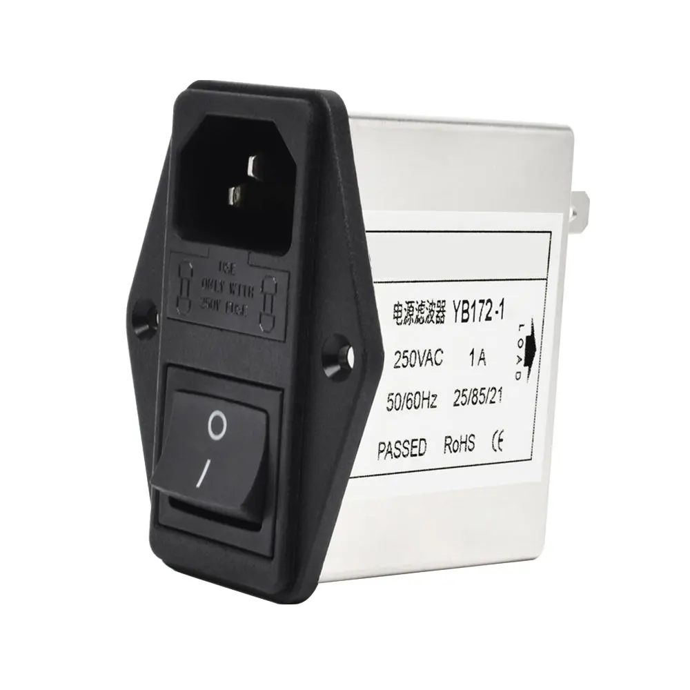 AC 250V 1A 3A 6A 10A Power Line Noise Suppressor IEC Socket EMI Filter Double Insurance RFi (LC RC Networks) for Power System