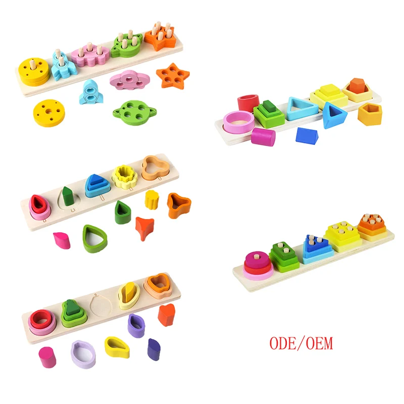 Puzzle de correspondance des couleurs de formes géométriques en bois Montessori multi-styles personnalisé, jouet d'apprentissage éducatif précoce pour enfants