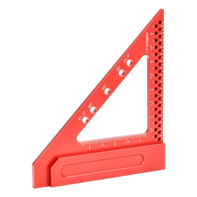 TEBAK W-78 Woodworking Tools Aluminum Alloy Woodworking Triangle Ruler Carpenter Square Hole Positioning Measuring Ruler