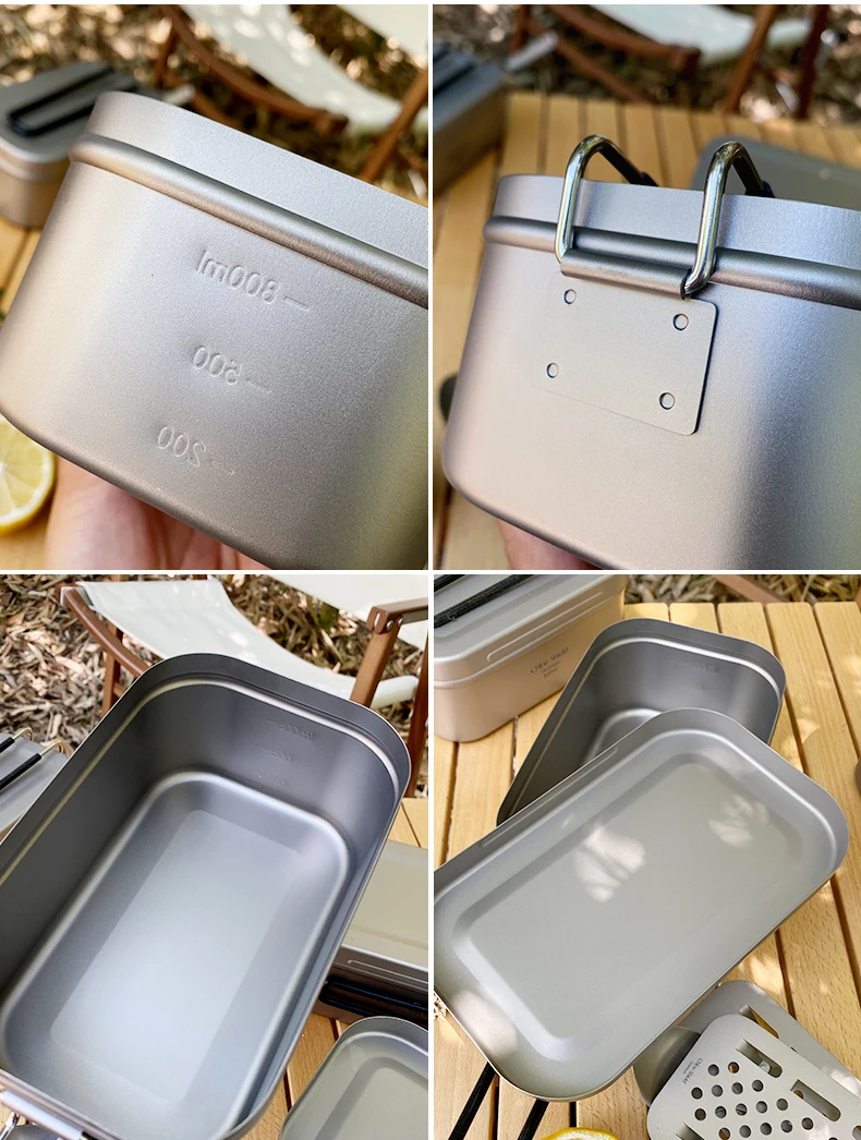 Camping Bento Kochbox Tragbares Mess Kit Titan Kochgeschirr Leichte Koch  ausrstung Brotdose Mess Tin