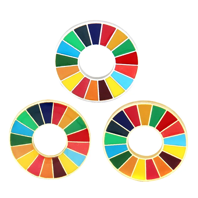 Custom Un Sustainable Development Goals Lapel Pin Badge Metal Rainbow ...