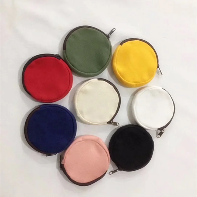 Canvas Round Circle DIY Personalized Change Coin Purse Wallet