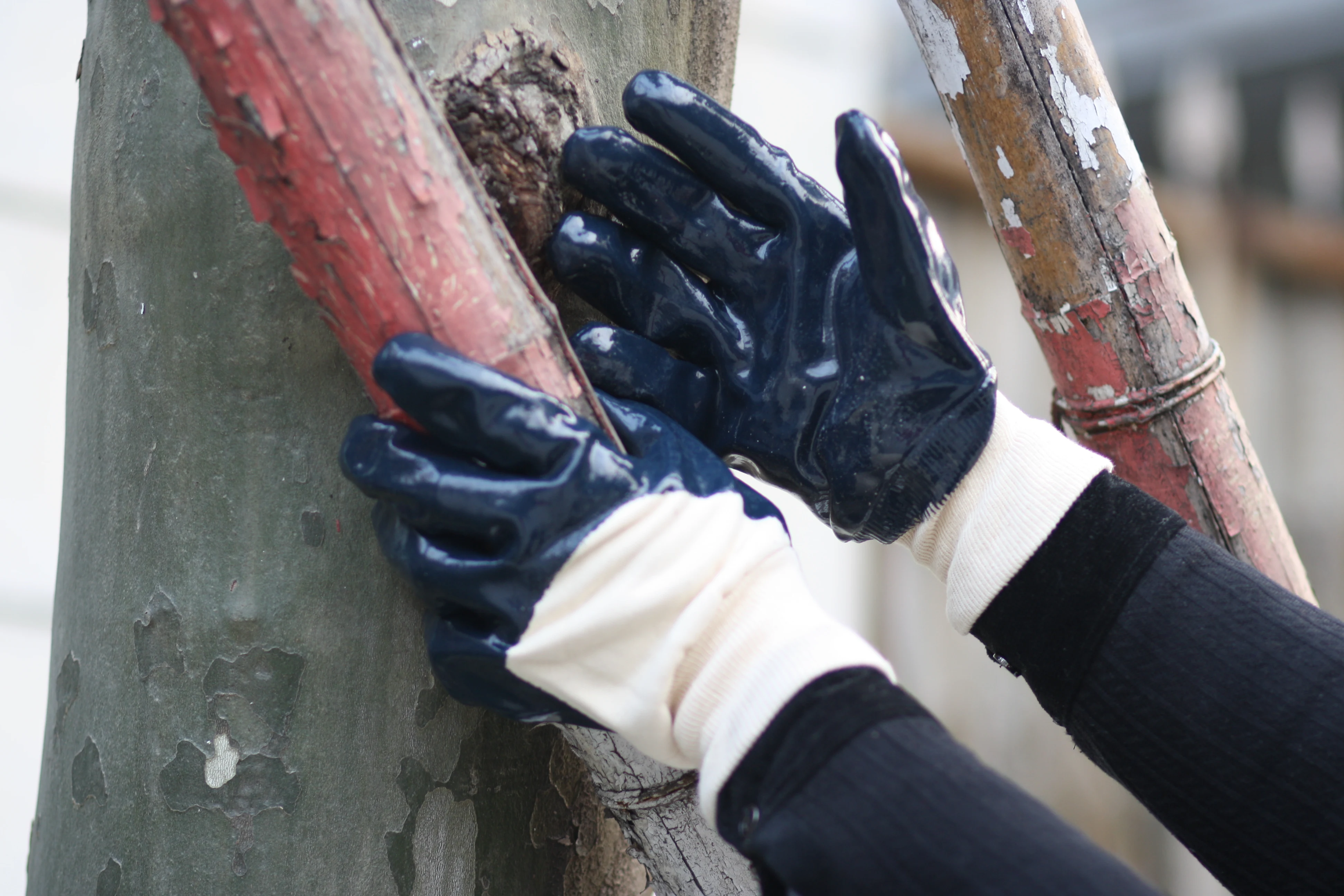 Nmsafety Ansi Nitrile Coated Gloves Oil Gas Blue Ppe Mining Glove