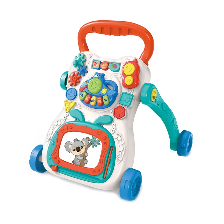 Multifunction 2 in 1 Educational Stroller Toy With Writing Pad Music Baby Learning Walker