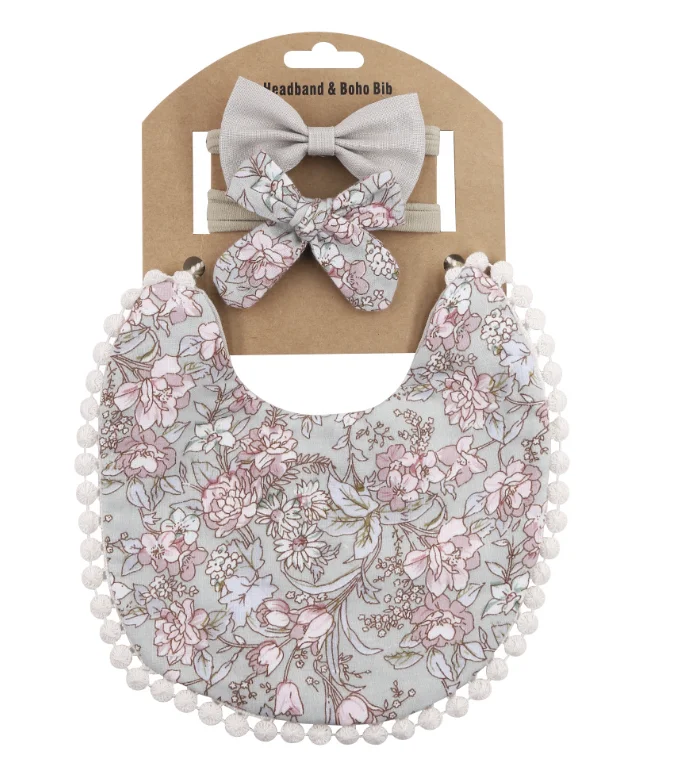 100 Organic Cotton Baby Drool Bibs Baby Girl Bib With Headband Set Bow