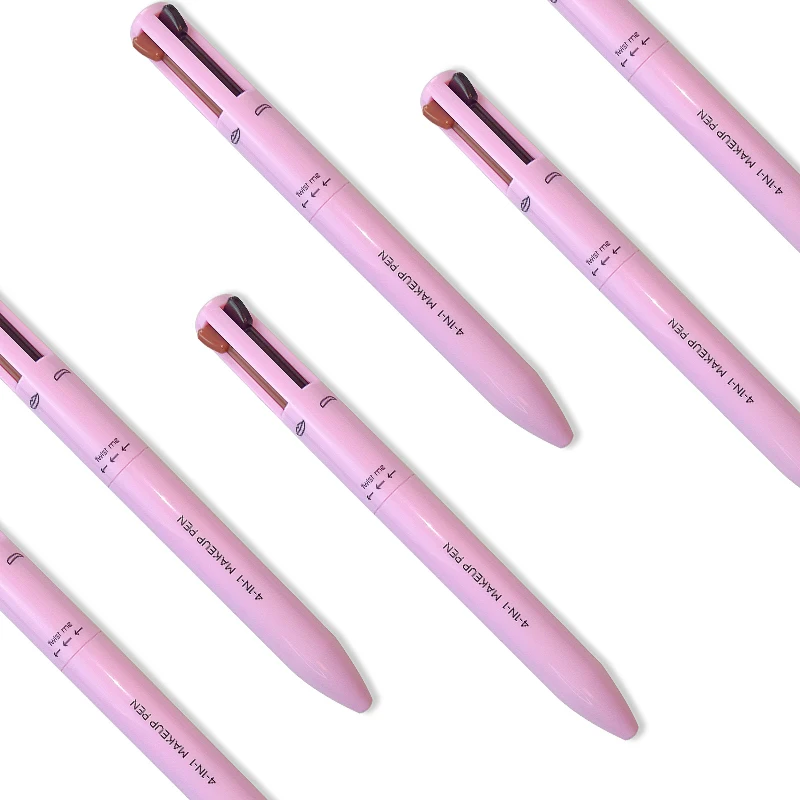 Private Label Customize Four Colors 4 Filler Highlighter Lipliner Eyeliner Eyebrow Pencil  4 Colors Makeup Pen 4IN1