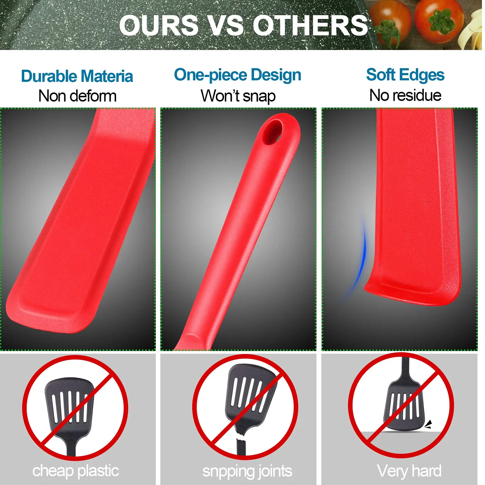 2 spatole in silicone nero antiaderente spatola da cucina 25 x 5 cm spatola resistente al calore pancake Spatula per hamburger uovo pizza bistecca crepes