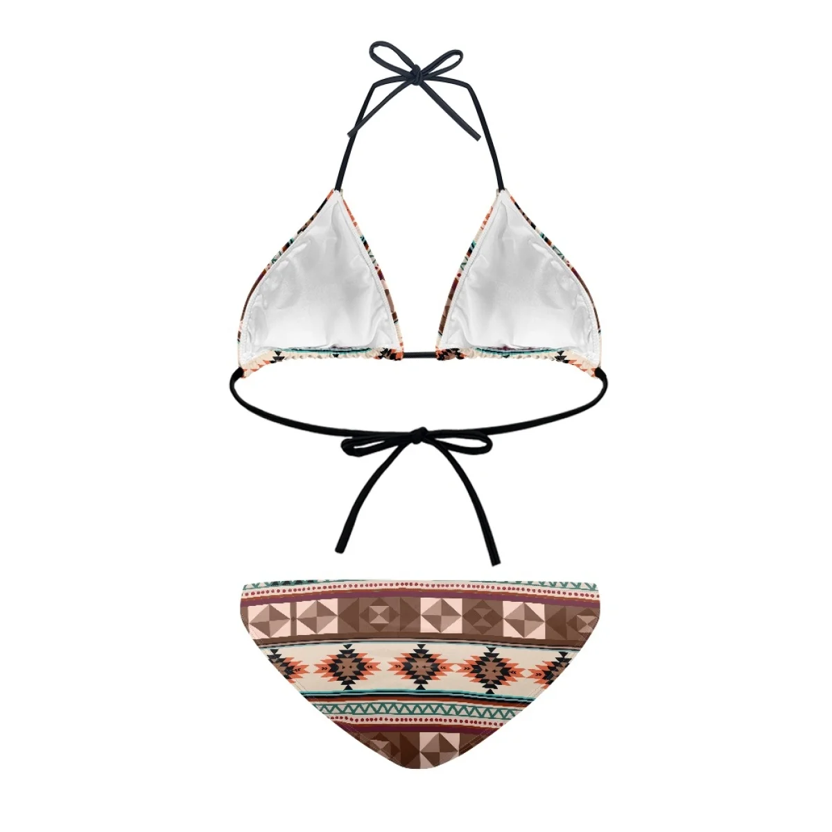 Navajo Aztec Tribal Patterns Halter Straps Bikinis for Women Customized Print Sexy Bathing Suit Sets Dropship Swimming Swimwear
