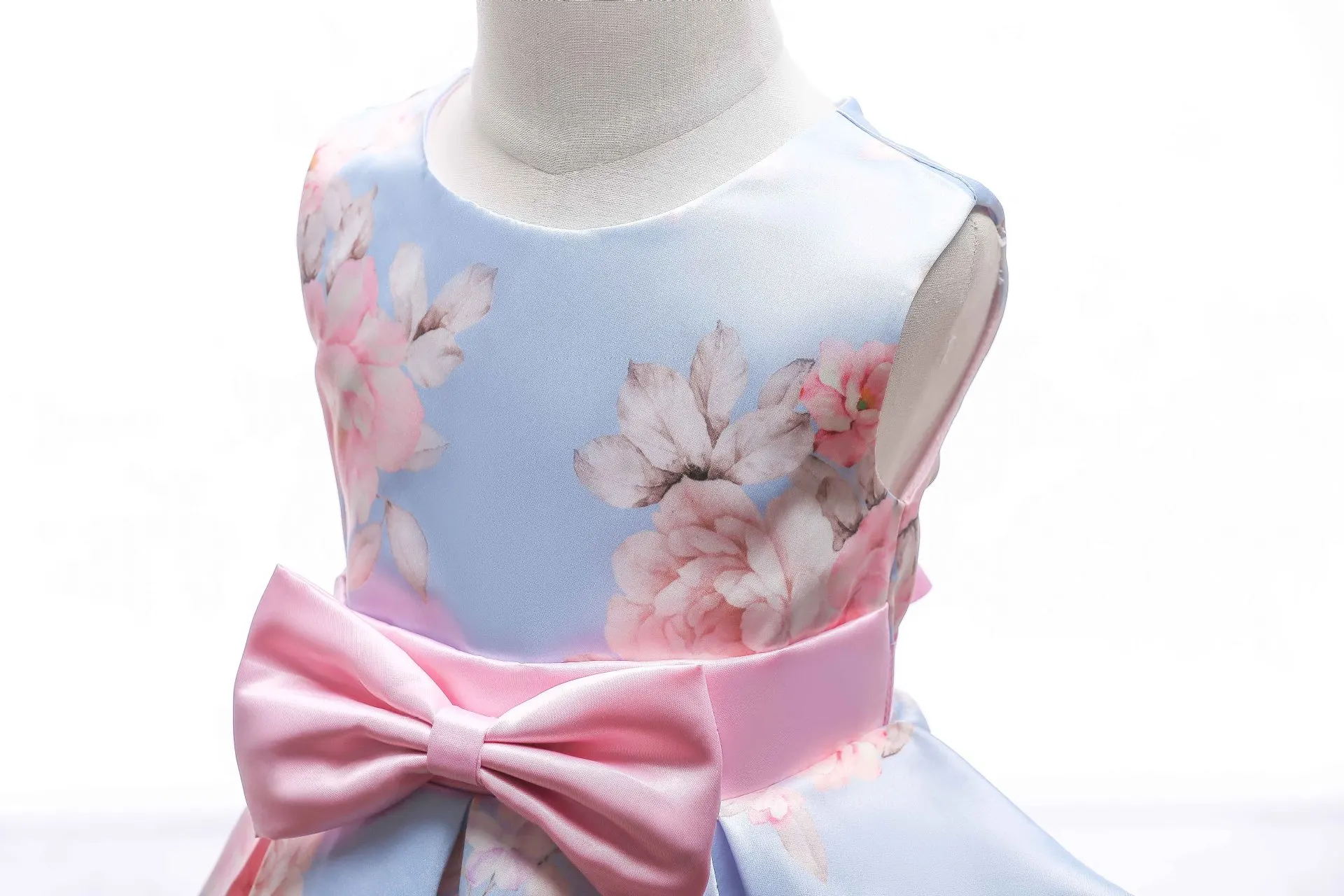 Spring Printed Flower Bow Party Dresses for 6 Year Old Girl