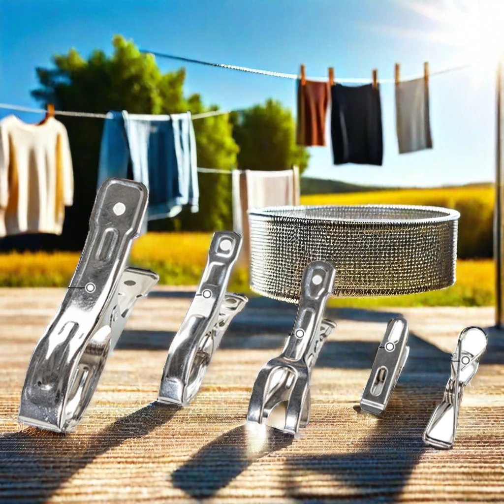 Factory Hot Sale New Stainless Steel Clothes Drying Clips Simple Style Outdoor Wardrobe Bathroom Drip Drying Single Flexible