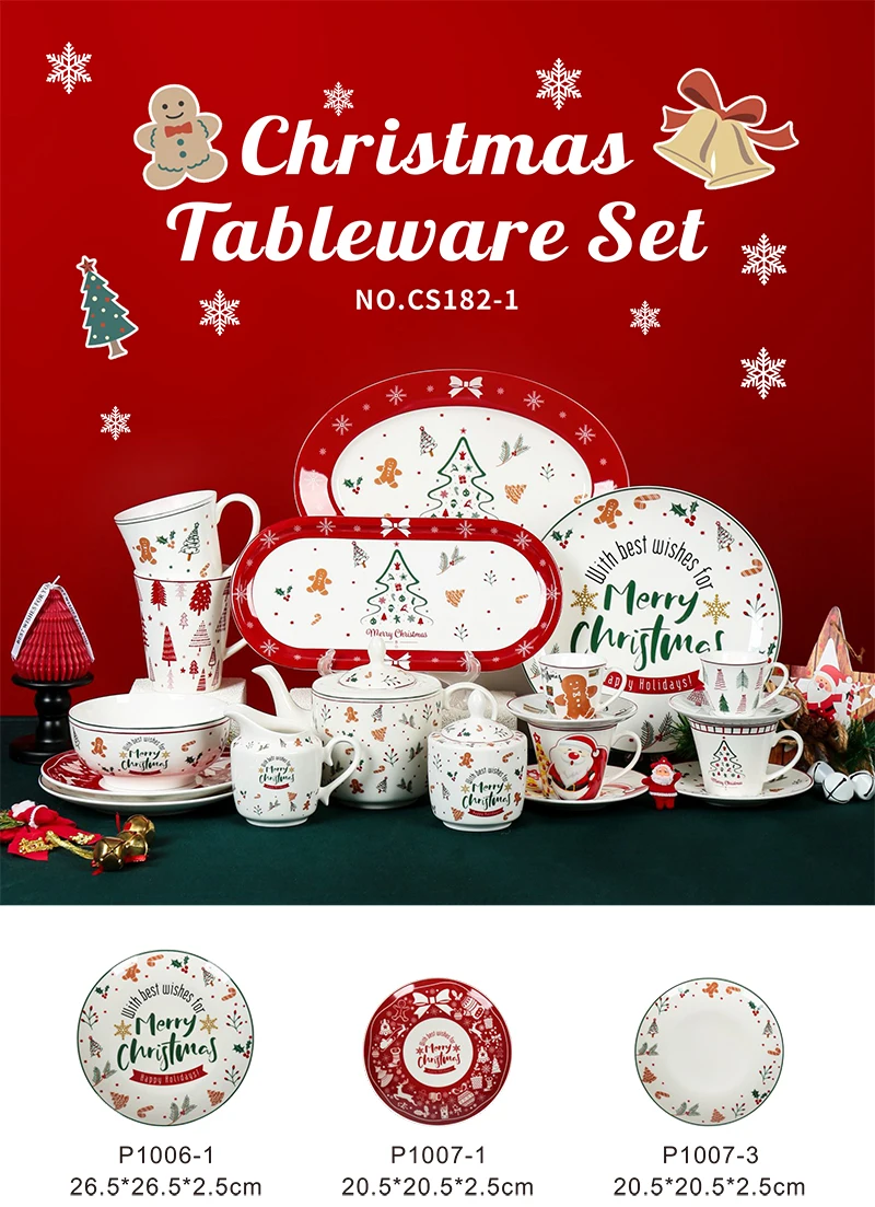 product factory supply customized porcelain ceramic tableware set cup bowl christmas dinnerware set for hotel bar and restaurant-1