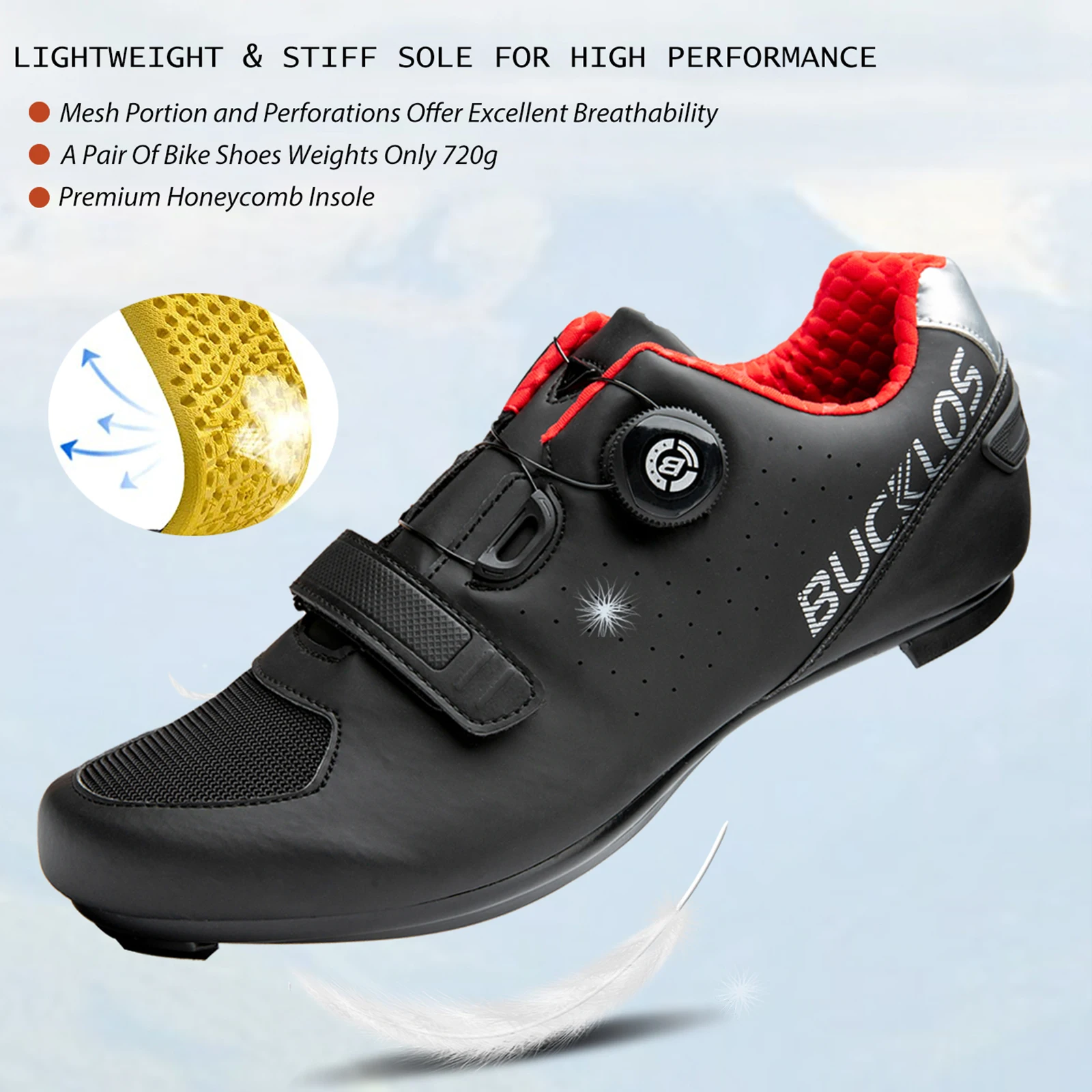 Bucklos Road Bike Shoes Compatible With Peloton Outdoor Indoor