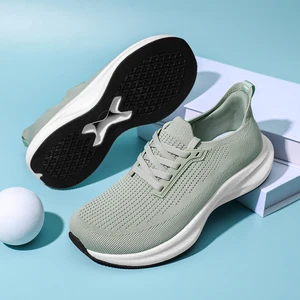 Unisex Mesh Running Shoes Solid Color Breathable Upper Lightweight EVA Thick Sole Causal Sport Shoes Women Walking Style Shoes