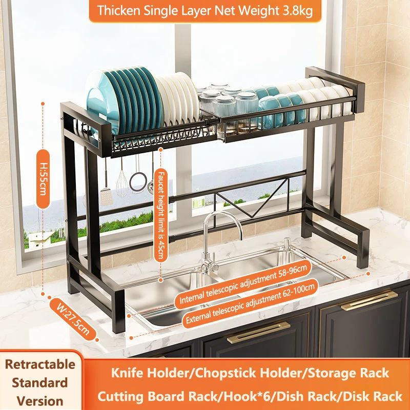 60100cm Expandable Over Sink Dish Rack Standing Kitchen Large Dish