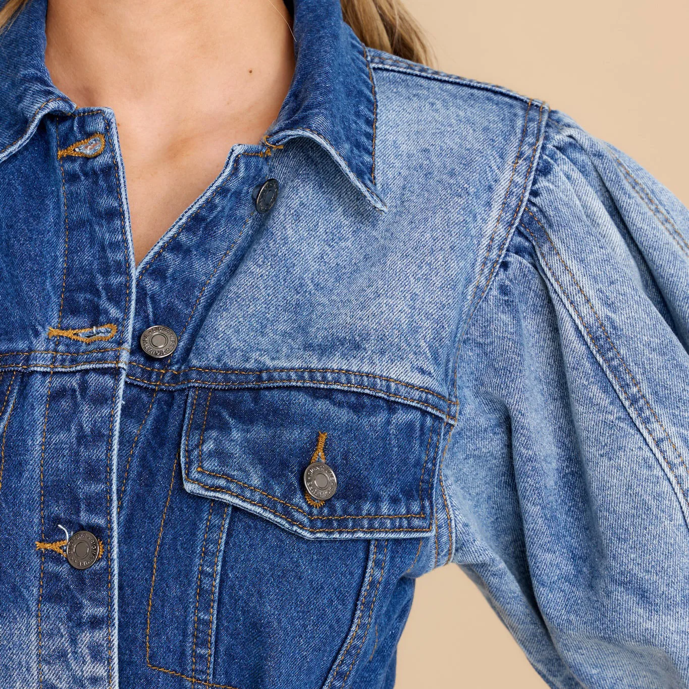 Fun Denim Colorblock Puff Sleeve Mini Dress Ladies Summer Short Sleeve Dress Ladies Denim Shirt Short Skirt Drawstring Pockets