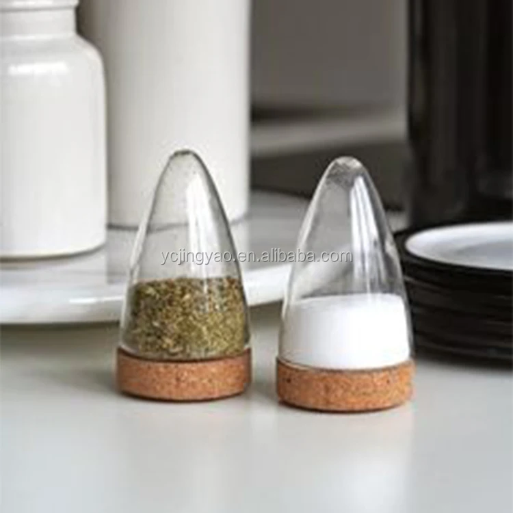 Kitchen 70ml Small Clear Glass Spice Jar Salt Pepper Shaker Bottle with Cork Stopper