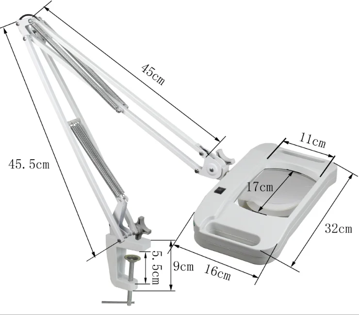 LT-86G rectangle Folding Clip on desk magnifying lamp for close work