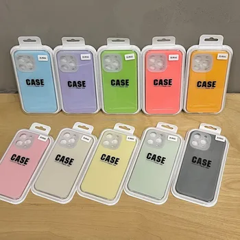 Pure Candy Color Liquid Silicone Phone Case for iPhone 15 Pro Max Silicone Case for iPhone 16 14 Pro Max 13 12 11 Lens Cover