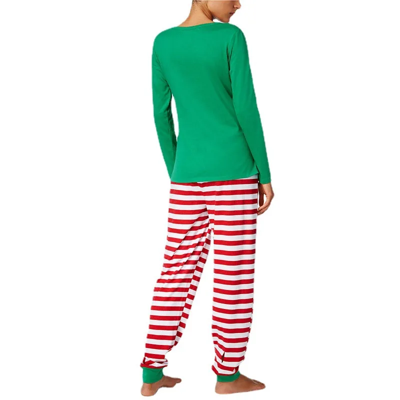 Winter Pyjamas Mommy and Me Matching Pajamas Sets Red and Green Stripes Christmas Pajamas Family With Dog Triangle Scarf