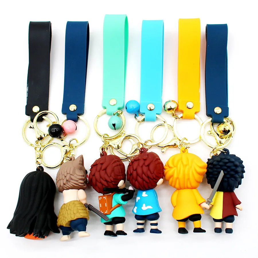Anime Demon Slayer Kamado Tanjirou Agatsuma Zenitsu Character Keychain Rubber Pendant Keychain