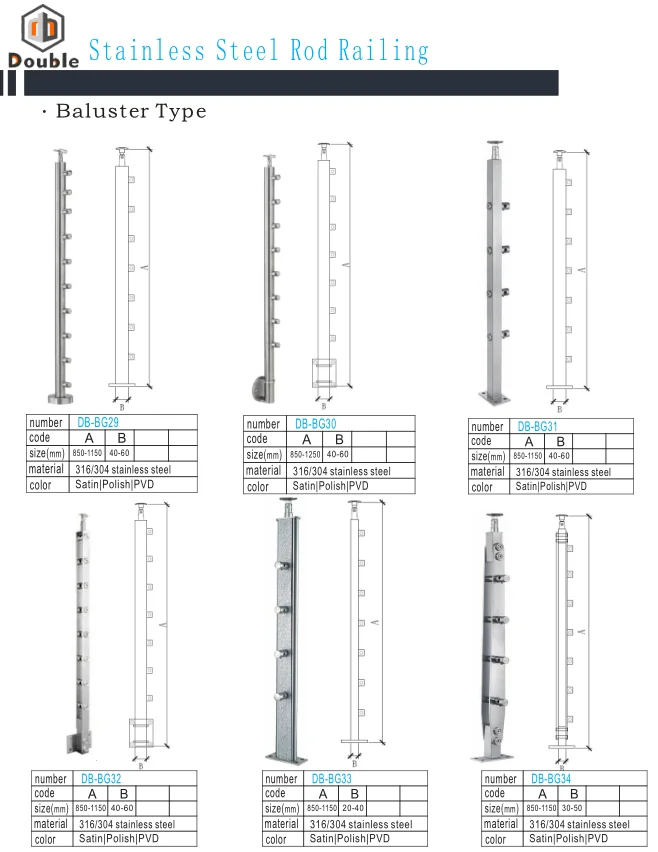 black modern design s.s304/316 materials solid rod balustrade square/circle baluster round rod railing factory