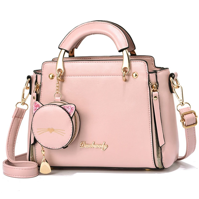 KBW258 Female Solid Color Single Shoulder Crossbody Women Bag Cat Pattern Tide Fashion PU Leather Women Tote Bag Ladies Handbag