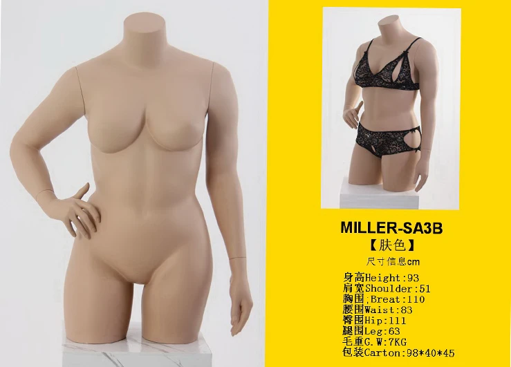 High Quality Half Body Female Big Chest Fiberglass Mannequin