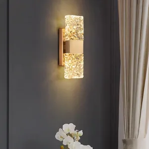 Simple Design Gold Glass Wall Lamp with LED Light Source for Bedside or Living Room