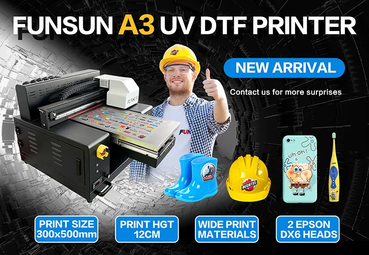 Factory Direct Sale Funsun A1 A2 A3 UV DTF Printer UV Direct to AB Film Sticker Printer Machine for Phone Case Wood Glass Bottle