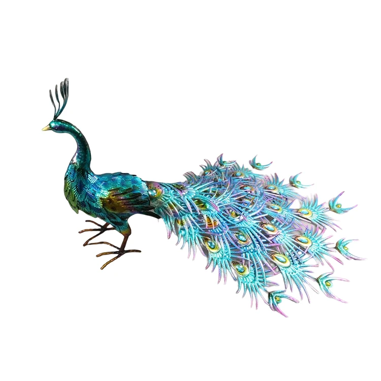 Outdoor Peacock Statue  Metal for Lawn Backyard Party Wedding color