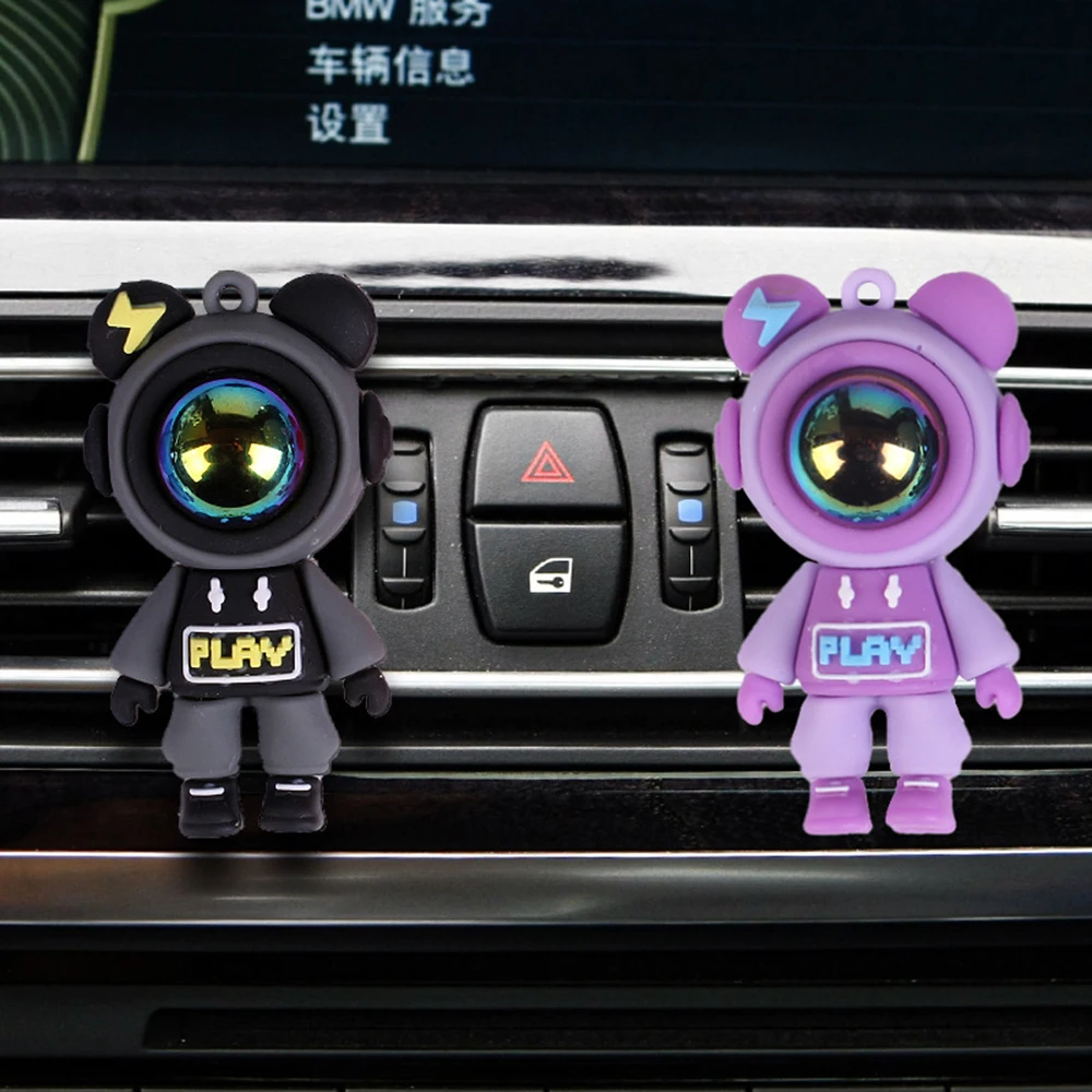 Cute Funny Cartoon Car Air Freshener 3D Bear Decoration Vent Clips  Fragrance Astronaut Accessories, image size:1000x1000