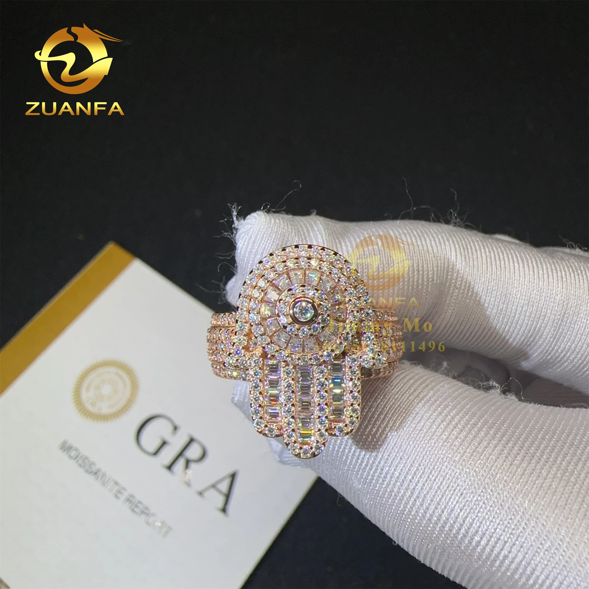 Hamsa Ring Aus 925 Sterling Silber Mit Vvs Moissanit Hip Hop_voghion.com