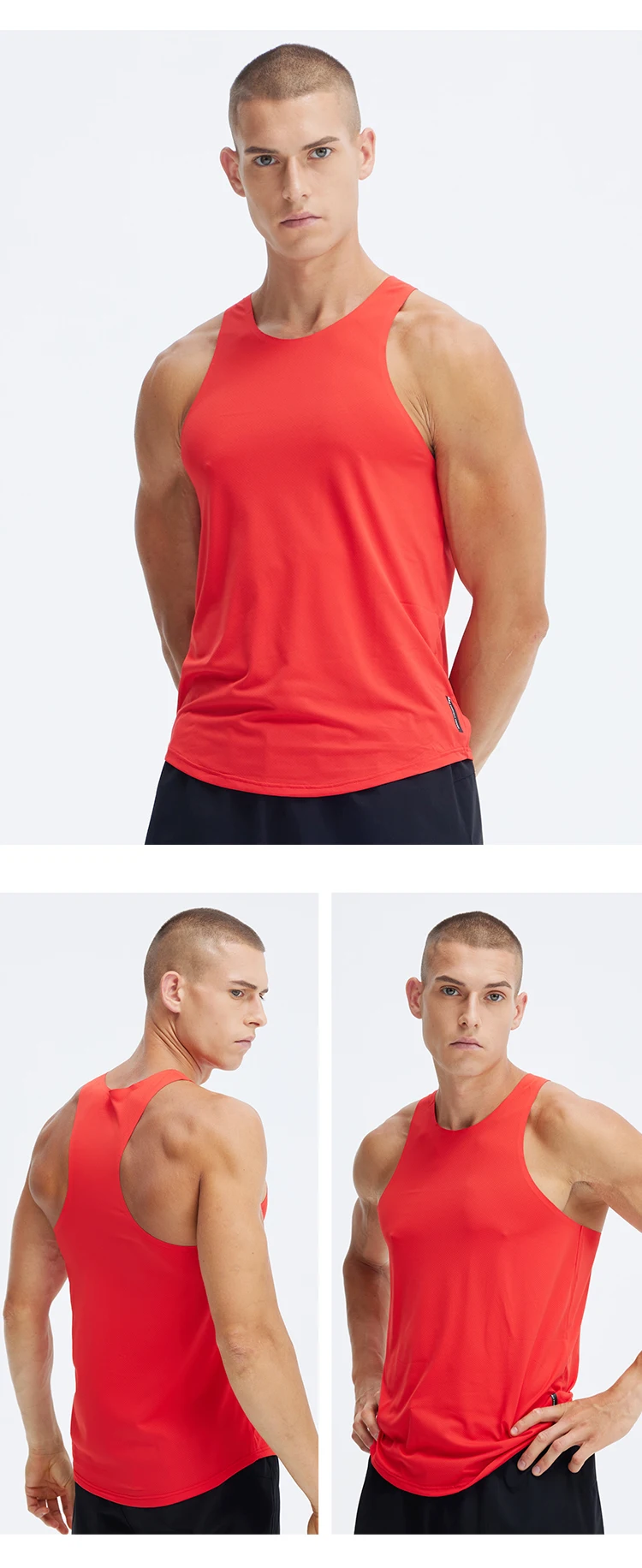 Men Outdoor Athletic Joggering Tops 100 Polyester High Elastic Vests Mens Gym Sportswear Quick