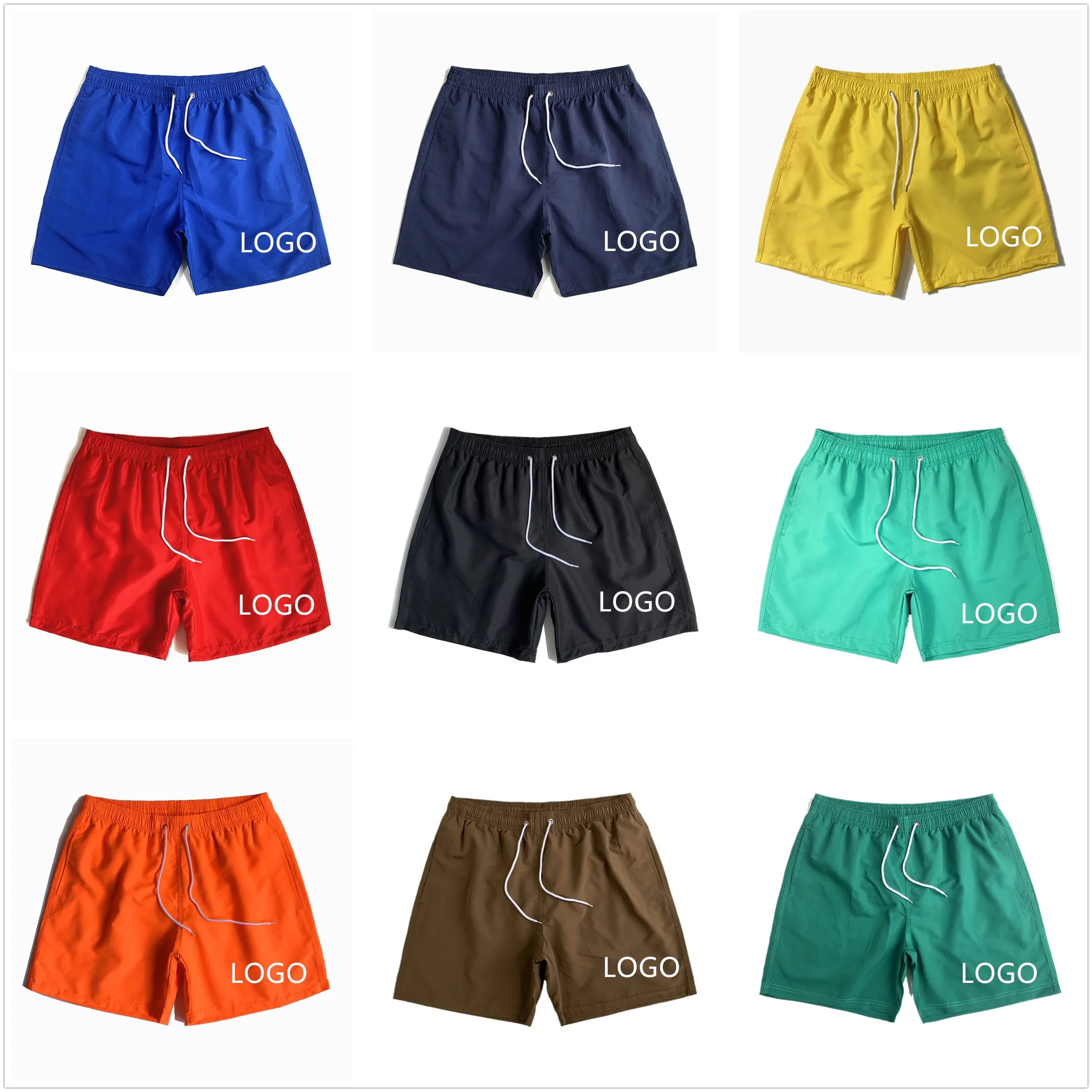 Low MOQ Custom Summer Elastic Waist Mens Swim Shorts 100% Polyester Swim Trunks Mesh Beach Shorts For Men276_voghion.com