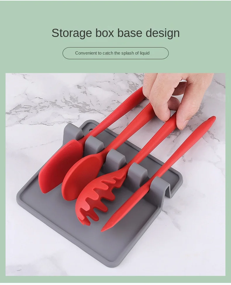 product creative household silicone soup spoon shelf mat kitchen tableware rack tableware storage pad for kitchen kitchenware-12