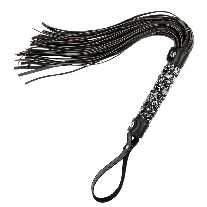 sm black square bead leather whip