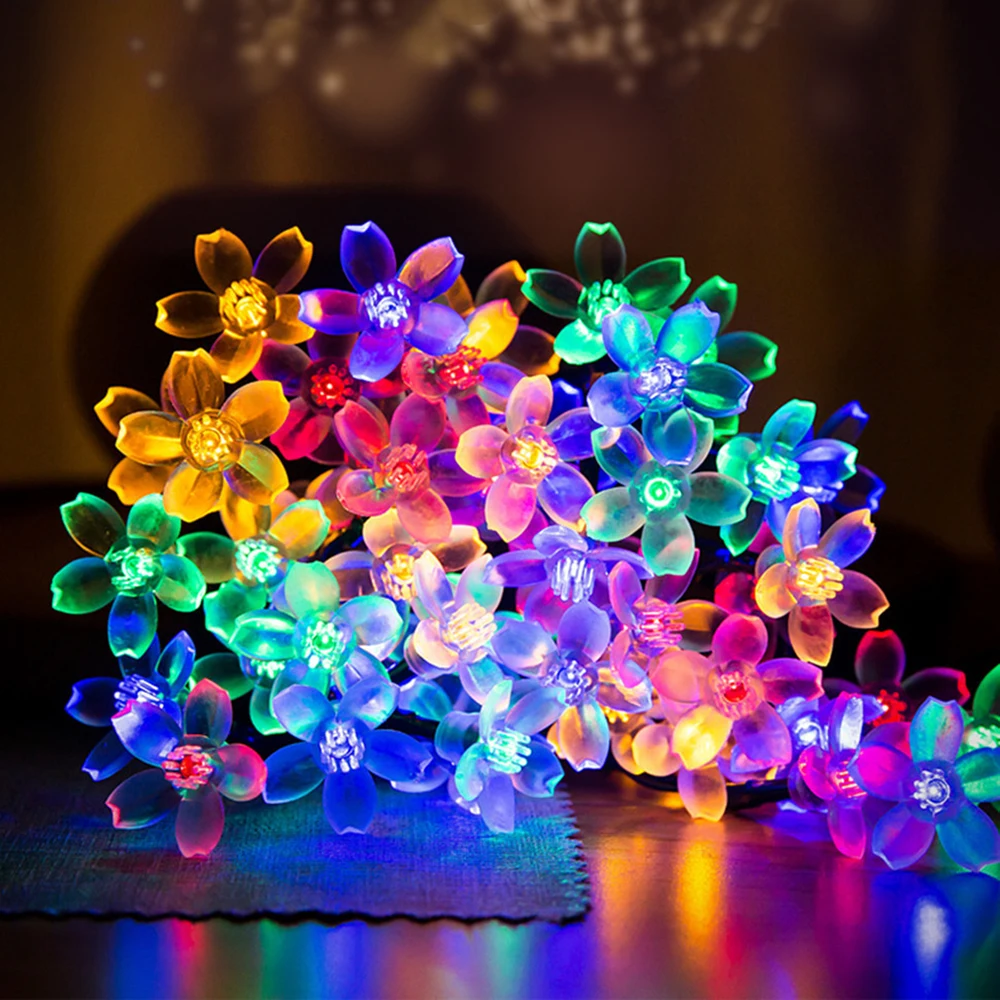 LED solar garden flower RGB color ground inserted lights for garden patio decoration