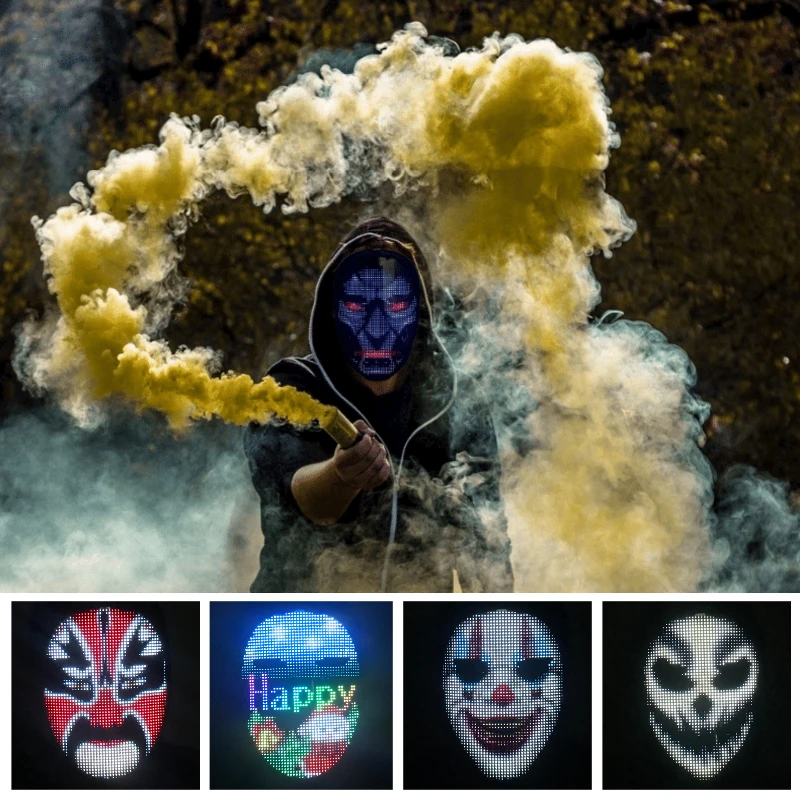 AFDEAL LED-Halloween-Maske – Appgesteuert, 2074 LEDs, Anpassbare Lichtmuster, Bis 8h Akkulaufzeit