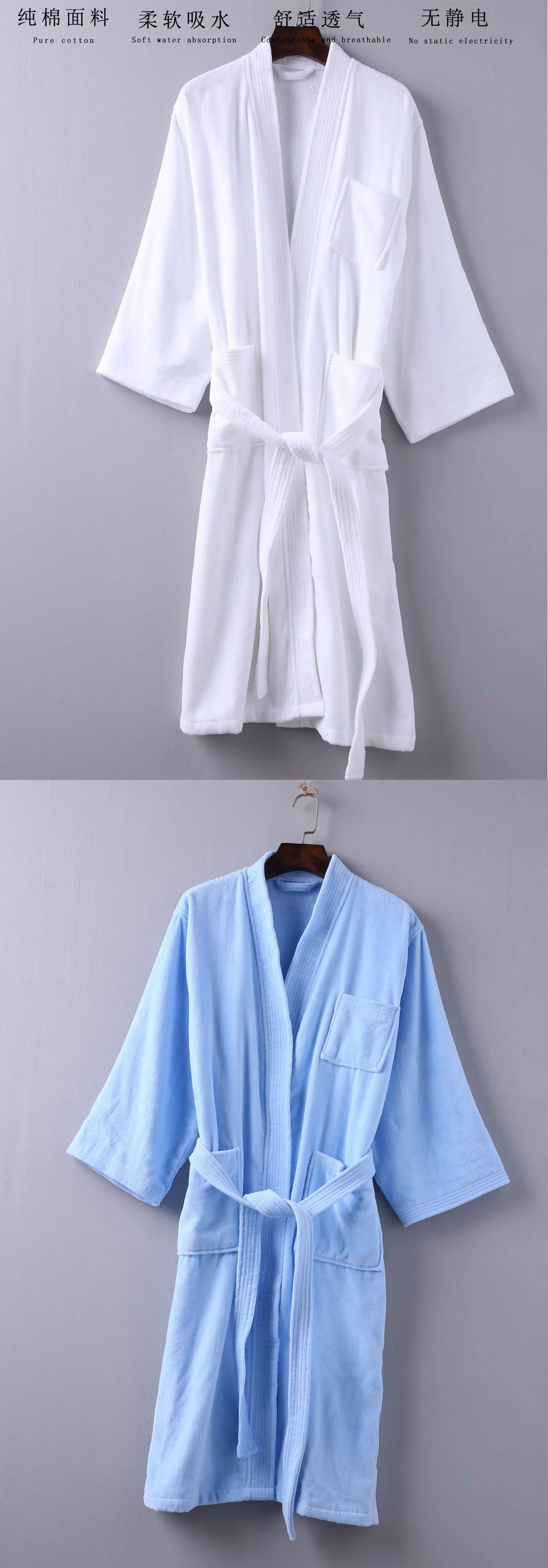 Bata de Spa larga de tela de rizo de marca barata, batas de Spa