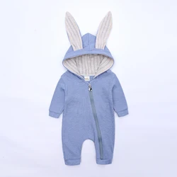 Одежда для новорожденных Детский комбинезон унисекс с капюшоном и ушками кролика