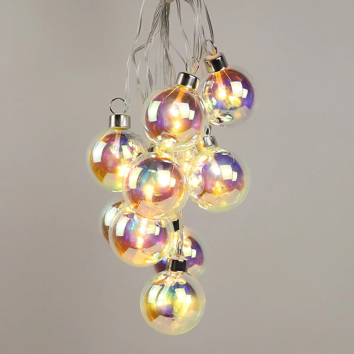 Decorative Different Shape Glass Electroplating Christmas Ornament Set 10 Hanging Ornaments Craft Supplies Lighting Up Decor