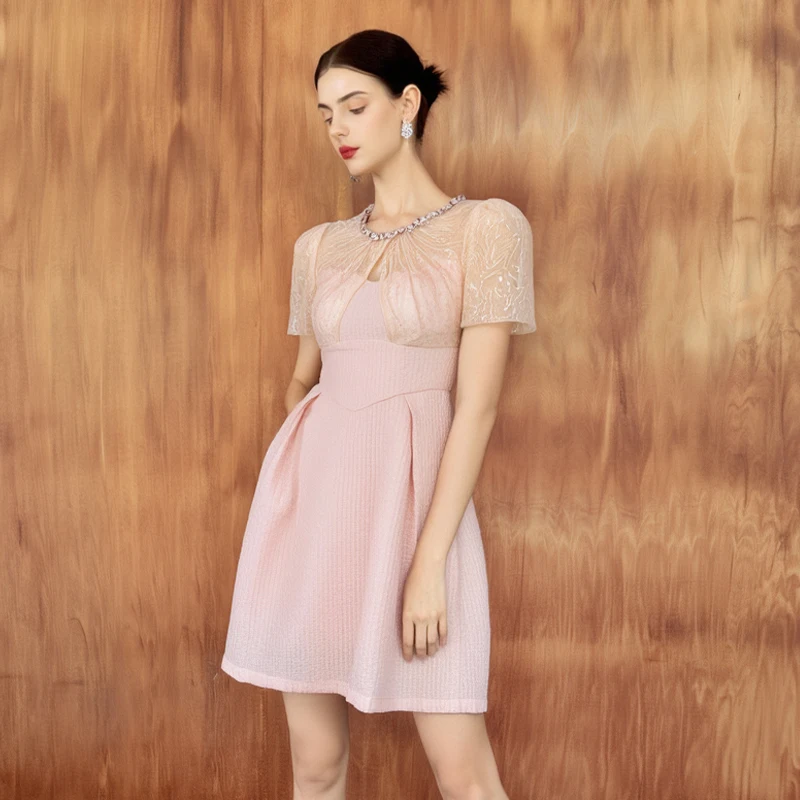 western pink dress for women nerohusy Western Dresses for Women Cowgirl Dress Deep V Neck Spaghetti  Strap Ruffle High Low Lace Dresses 2025 Pink,XL