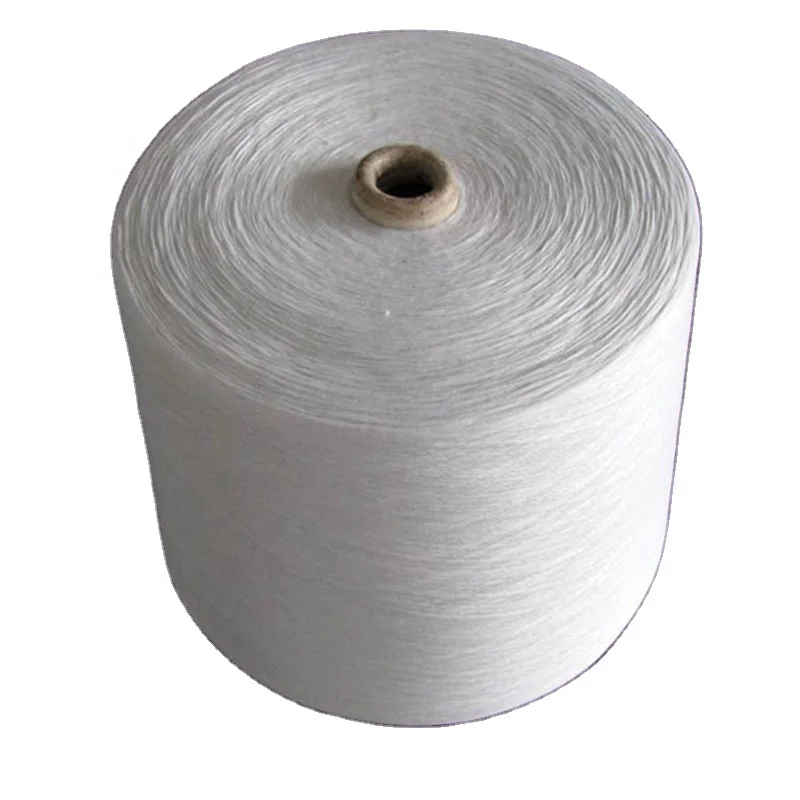 Wholesale 20s 30s Yarn Crochet Hand Knitting 100% Polyester Milk White High Quality Texturized Yarns for Industrial Weaving