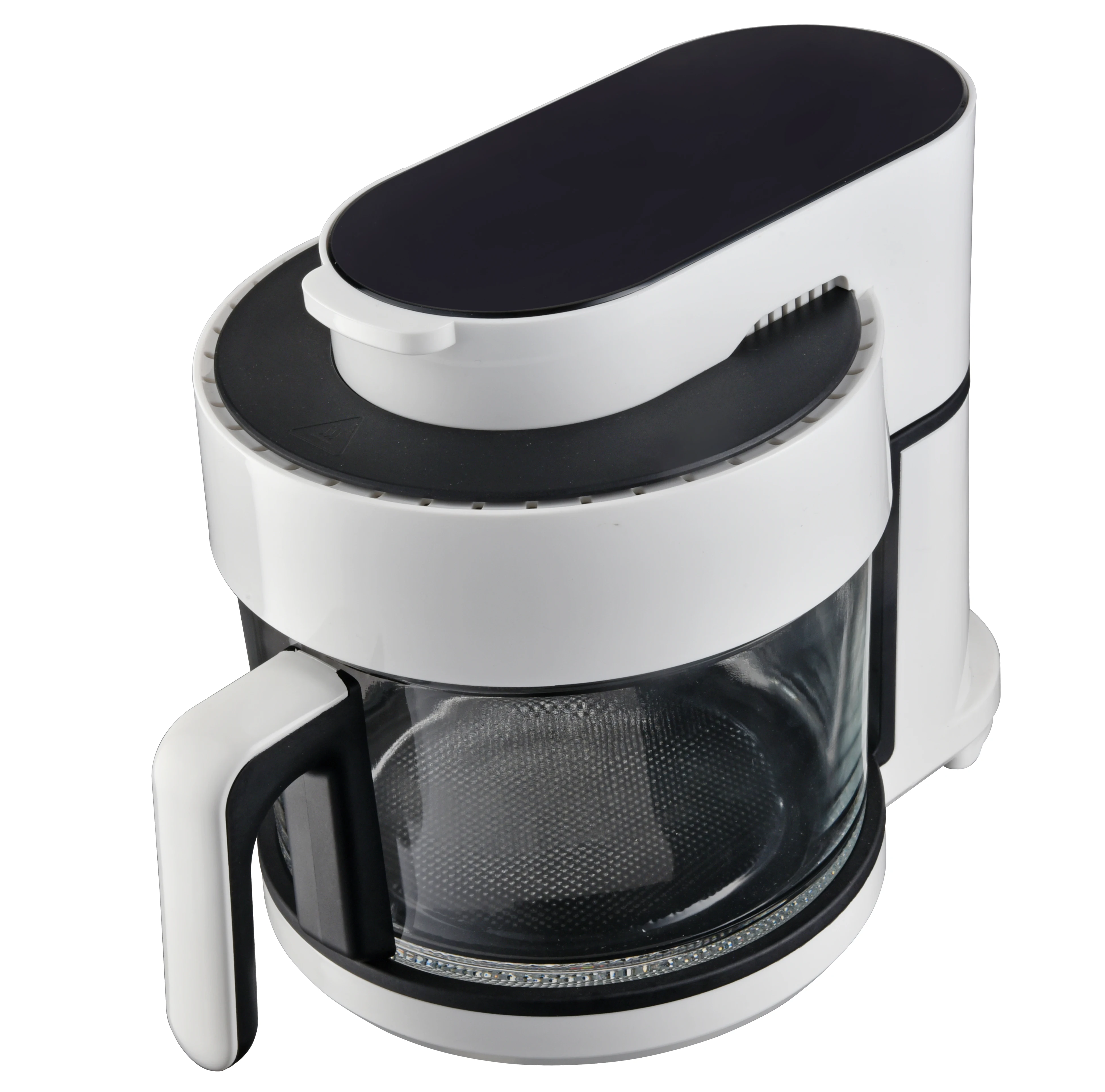 Jewin Modern Electric 1400W Full Transparent Glass View Air Fryer 3.1-4.0L Mechanical LCD Display Knob Control Oil-Free Hotel