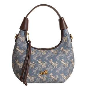 Jacoponnus 2026 Latest Design High Quality PU Leather Wagon Saddle Shoulder Bag Versatile Armpit Bag Blue Lady Summer Winter